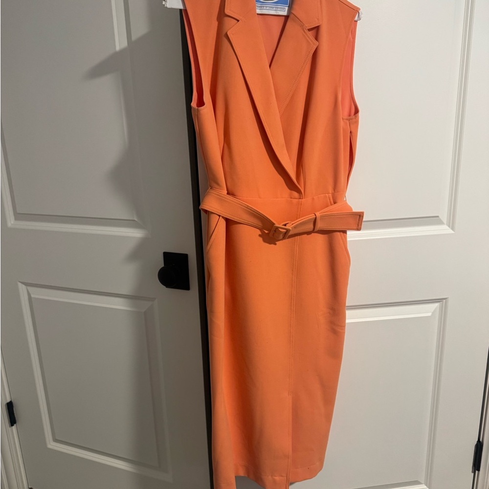 Ann Taylor Orange Belted Midi Dress